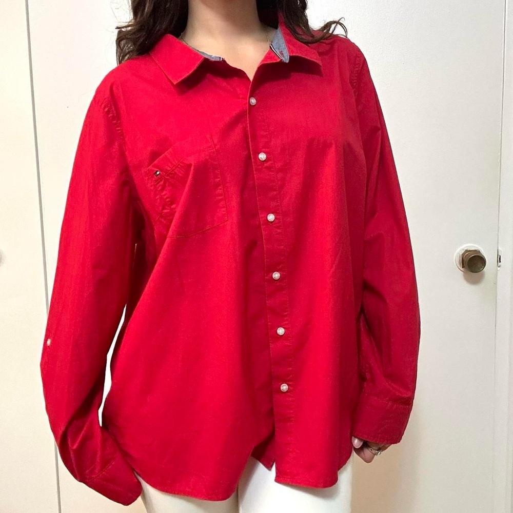 Tommy Hilfiger Button Up Shirt Red Size XXL